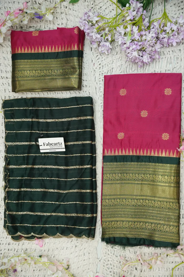 Beautiful South Indian Style Half Saree with Embroidery Blouse and Dupatta for Women | Hyderabadi - Image 77