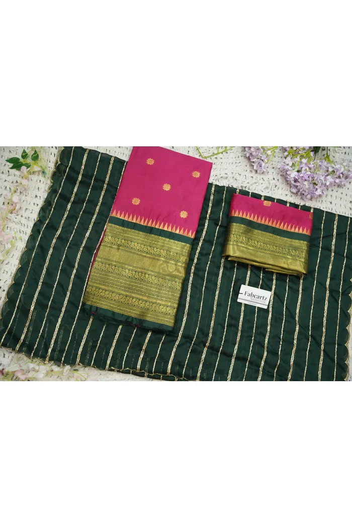 Beautiful South Indian Style Half Saree with Embroidery Blouse and Dupatta for Women | Hyderabadi - Image 80