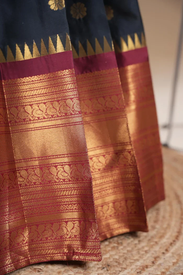 Beautiful South Indian Style Half Saree with Embroidery Blouse and Dupatta for Women | Hyderabadi Kv - Image 16