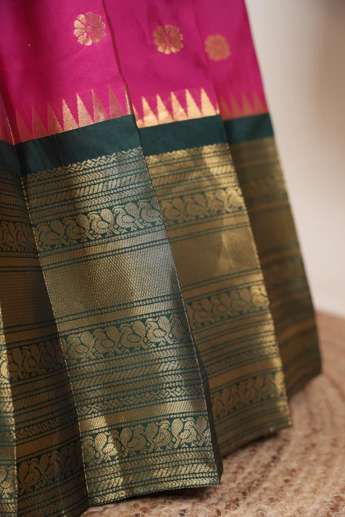 Beautiful South Indian Style Half Saree with Embroidery Blouse and Dupatta for Women | Hyderabadi Kv - Image 48