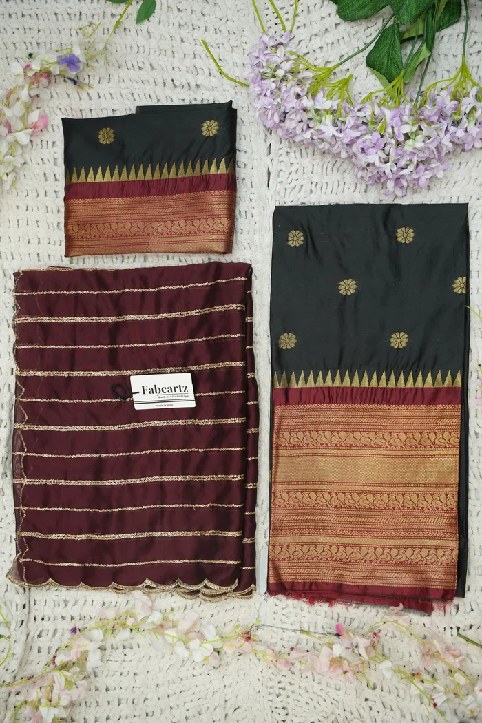 Beautiful South Indian Style Half Saree with Embroidery Blouse and Dupatta for Women | Hyderabadi Kv - Image 57