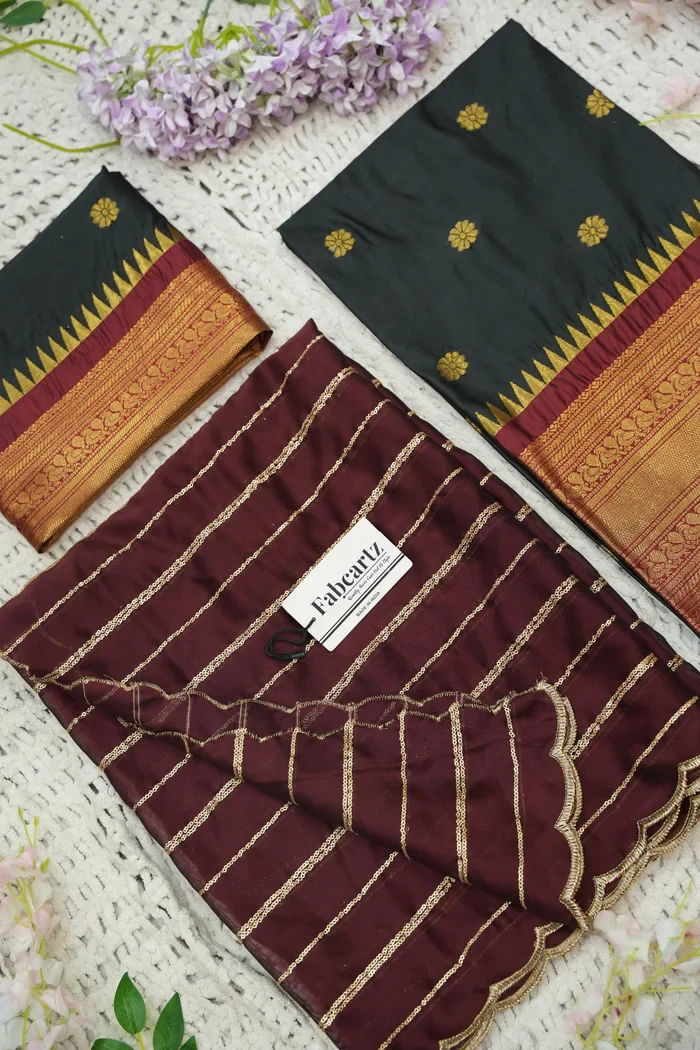 Beautiful South Indian Style Half Saree with Embroidery Blouse and Dupatta for Women | Hyderabadi Kv - Image 58