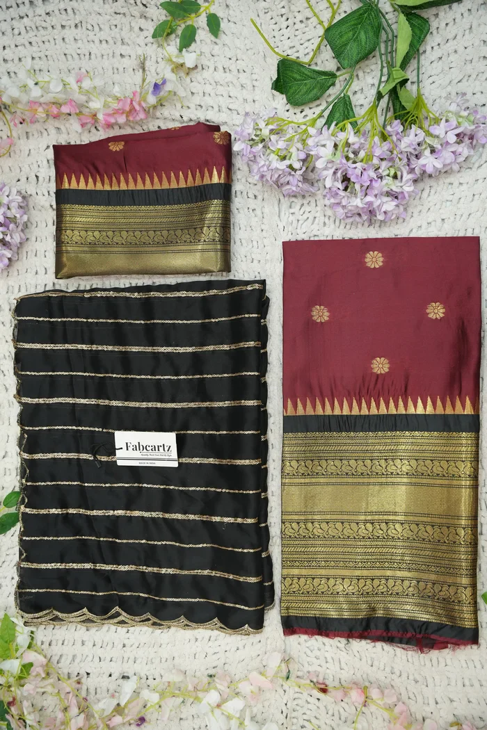 Beautiful South Indian Style Half Saree with Embroidery Blouse and Dupatta for Women | Hyderabadi Kv - Image 64