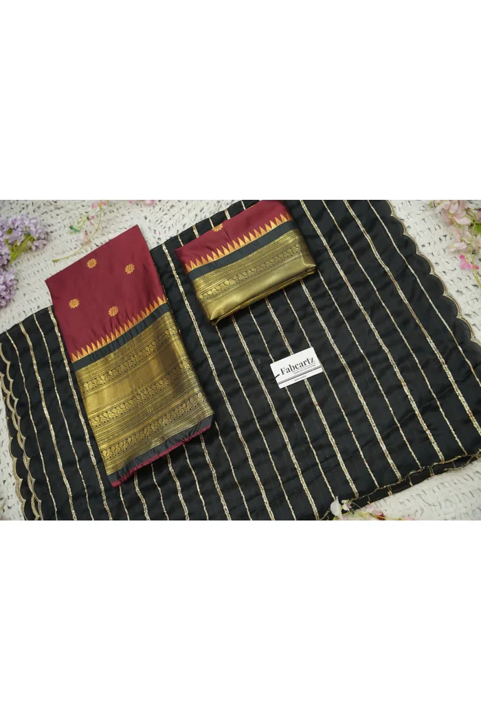 Beautiful South Indian Style Half Saree with Embroidery Blouse and Dupatta for Women | Hyderabadi Kv - Image 67