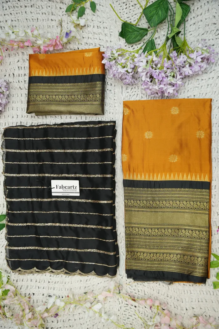 Beautiful South Indian Style Half Saree with Embroidery Blouse and Dupatta for Women | Hyderabadi Kv - Image 71