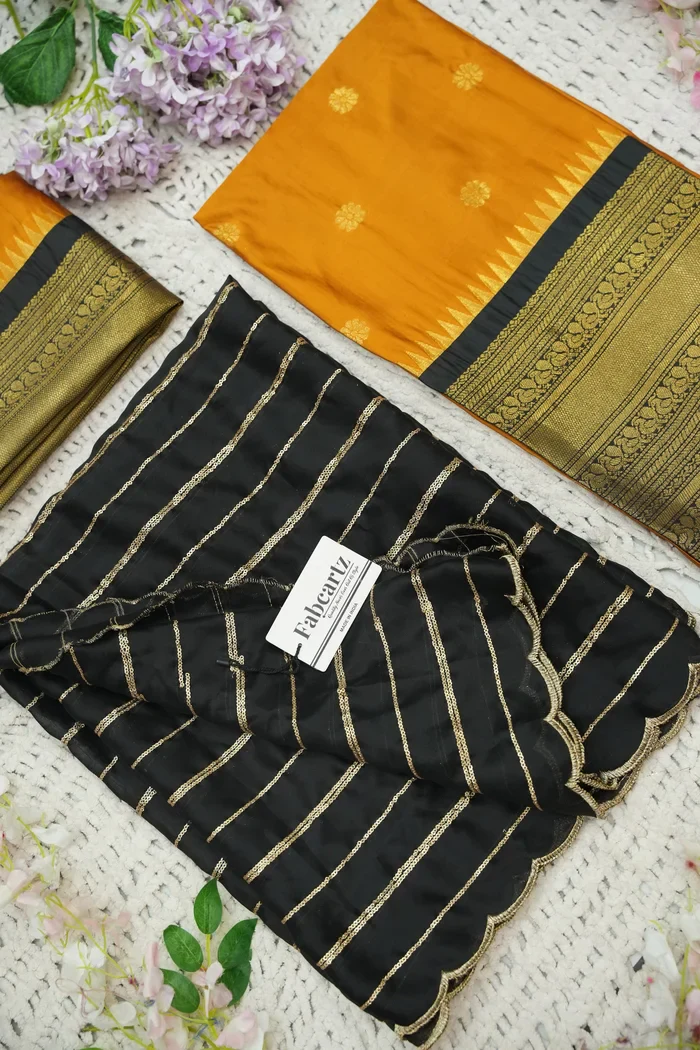 Beautiful South Indian Style Half Saree with Embroidery Blouse and Dupatta for Women | Hyderabadi Kv - Image 72