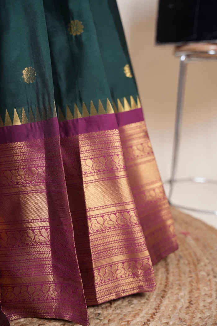 Beautiful South Indian Style Half Saree with Embroidery Blouse and Dupatta for Women | Hyderabadi Kv - Image 8