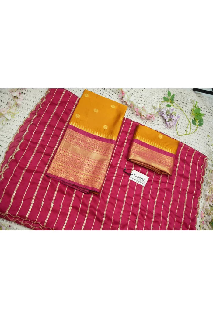 Beautiful South Indian Style Half Saree with Embroidery Blouse and Dupatta for Women | Hyderabadi Kv - Image 80