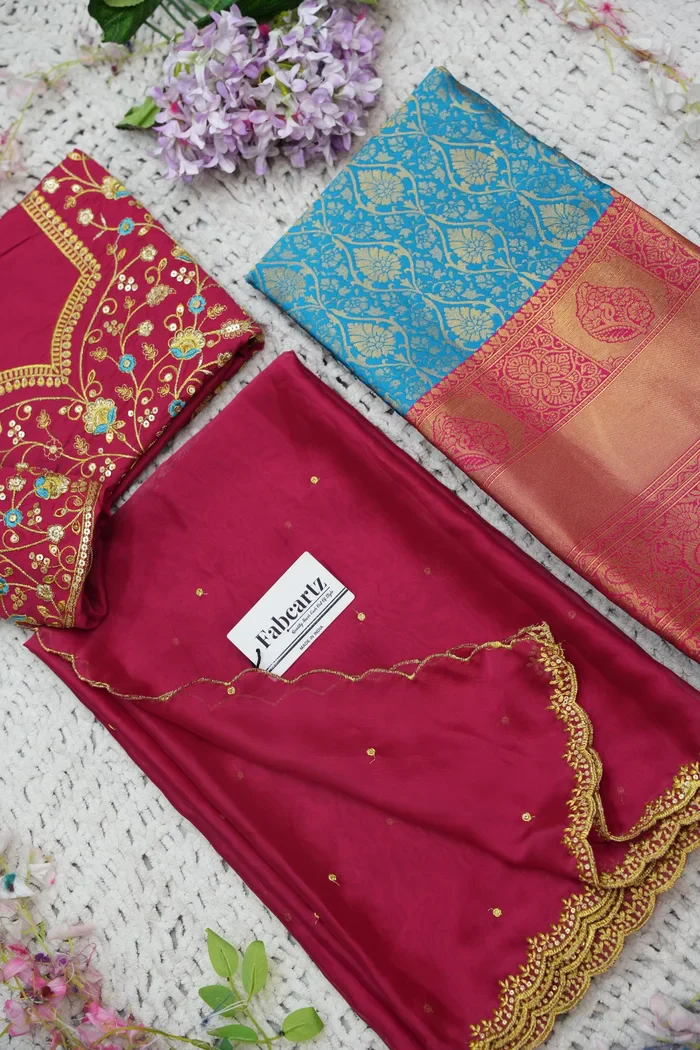 Beautiful South Indian Style Half Saree with Embroidery Blouse and Dupatta for Women | Ishita - Image 51