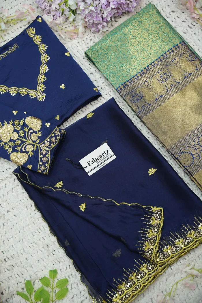 Beautiful South Indian Style Half Saree with Embroidery Blouse and Dupatta for Women | Kalyani Kv - Image 87