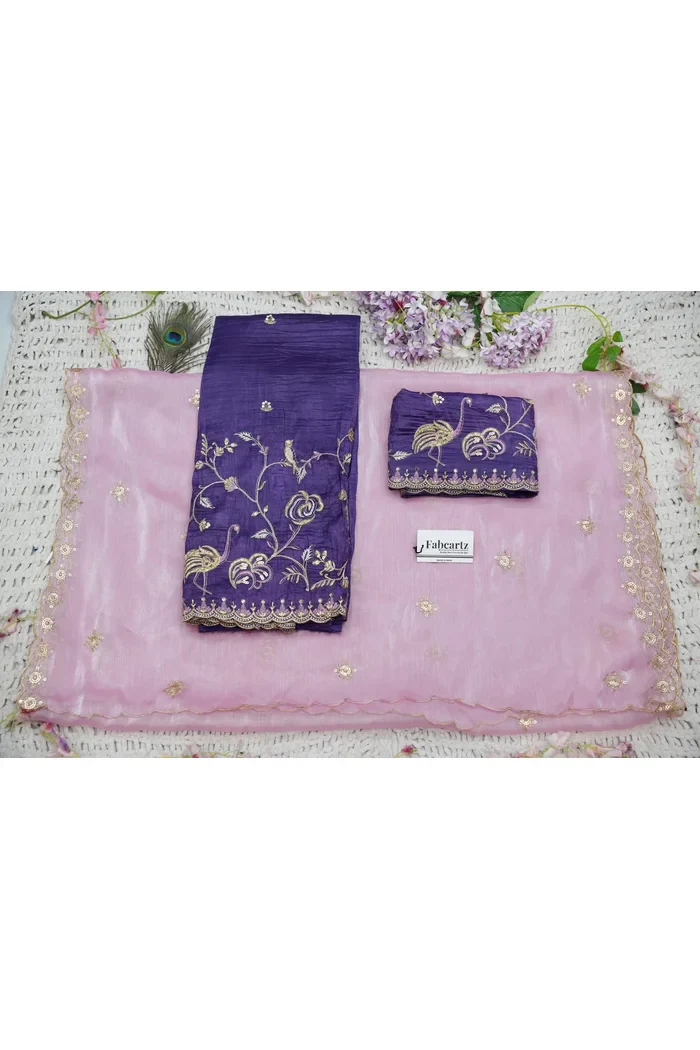 Beautiful South Indian Style Half Saree with Embroidery Blouse and Dupatta for Women | Shuturamurg - Image 28