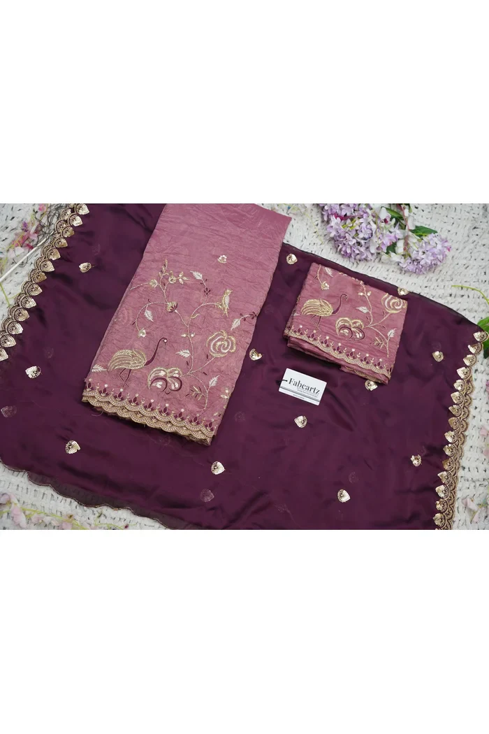 Beautiful South Indian Style Half Saree with Embroidery Blouse and Dupatta for Women | Shuturamurg - Image 36