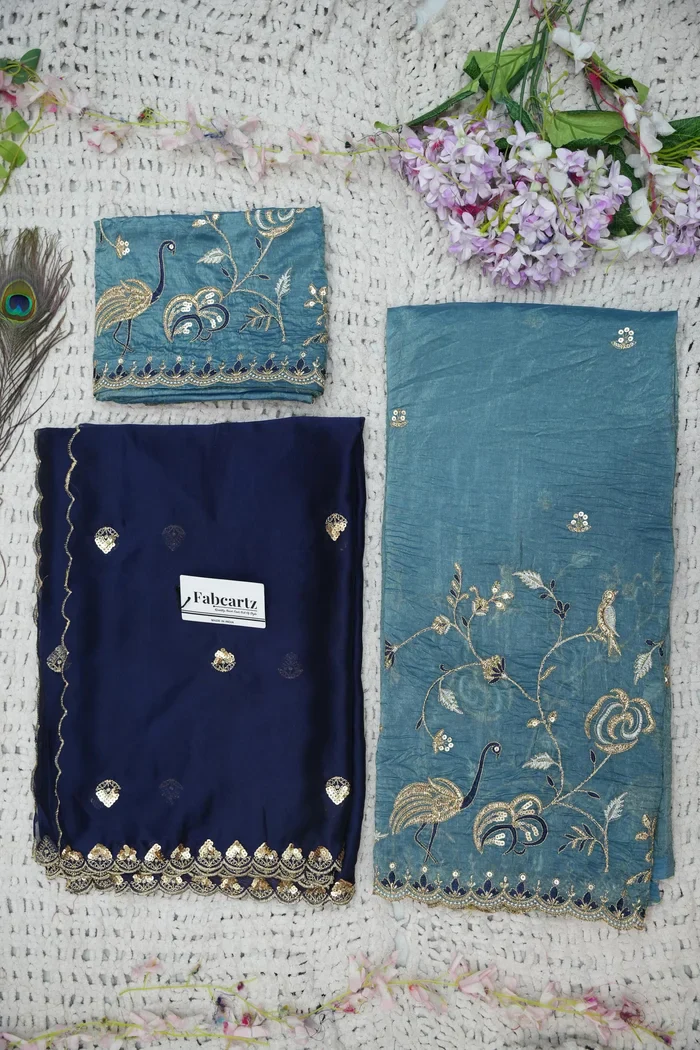 Beautiful South Indian Style Half Saree with Embroidery Blouse and Dupatta for Women | Shuturamurg - Image 40