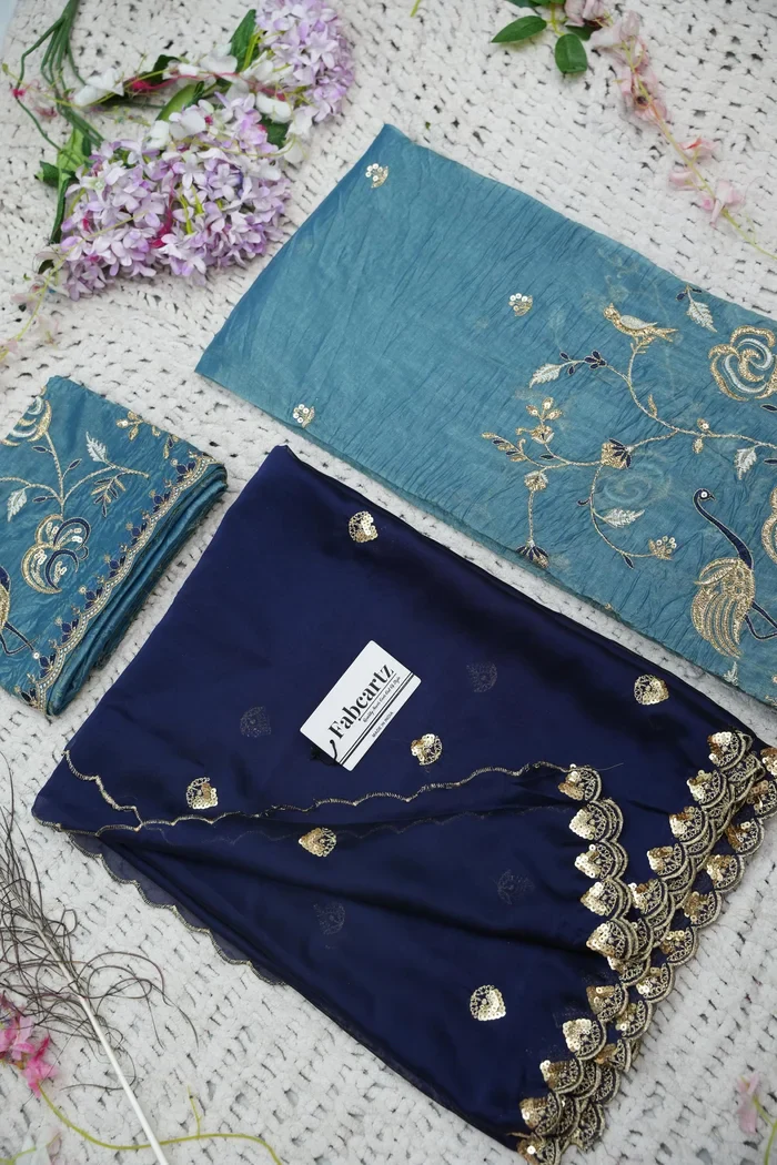 Beautiful South Indian Style Half Saree with Embroidery Blouse and Dupatta for Women | Shuturamurg - Image 41
