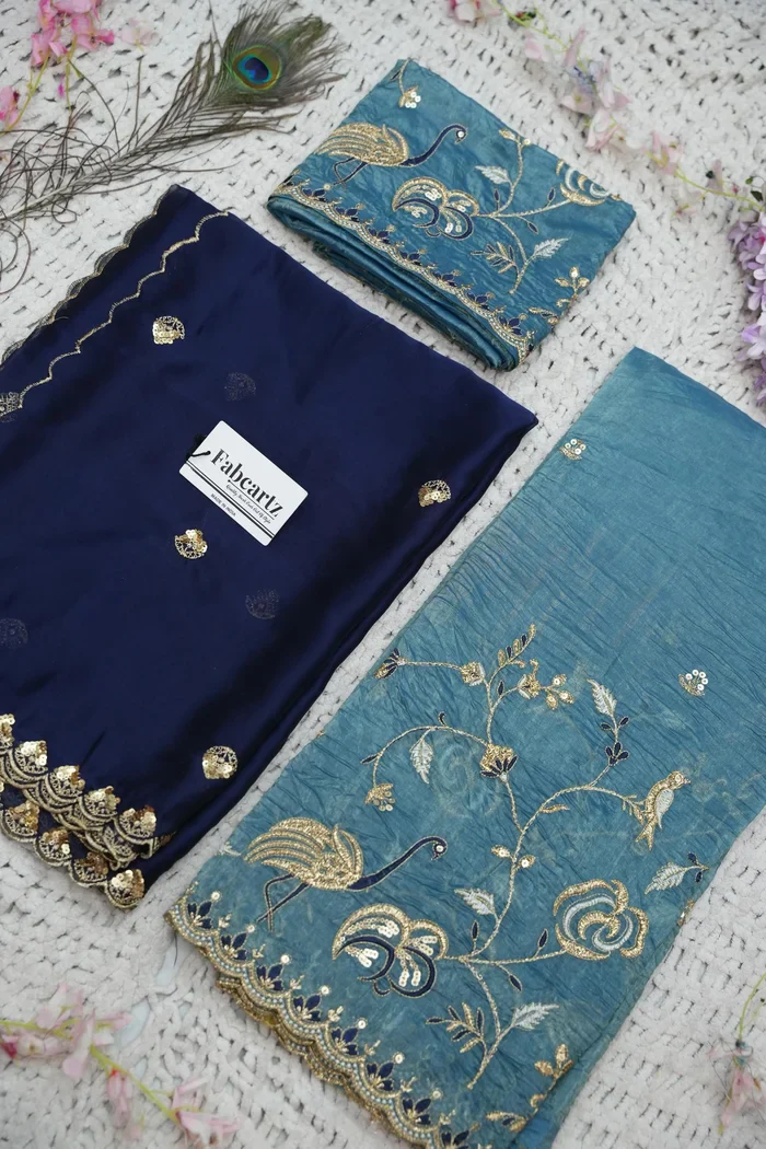 Beautiful South Indian Style Half Saree with Embroidery Blouse and Dupatta for Women | Shuturamurg - Image 42