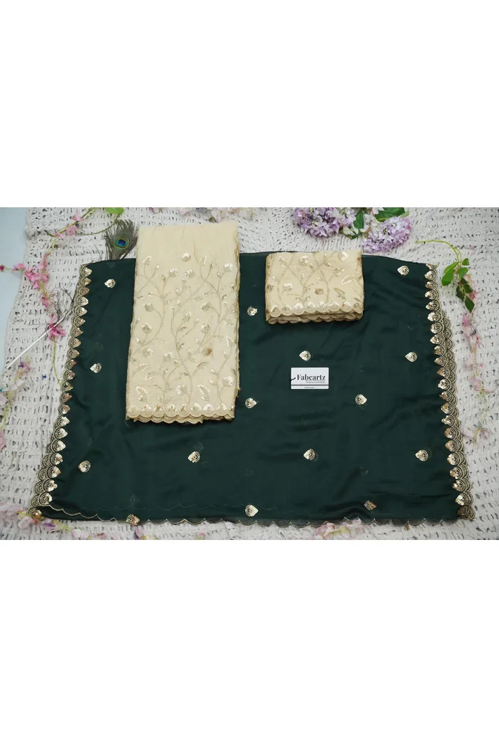 Beautiful South Indian Style Half Saree with Embroidery Blouse and Dupatta for Women | Zeel - Image 47