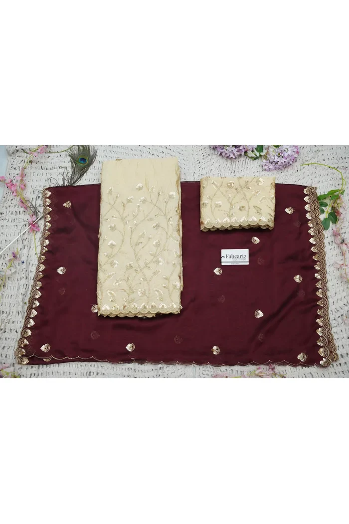 Beautiful South Indian Style Half Saree with Embroidery Blouse and Dupatta for Women | Zeel - Image 56