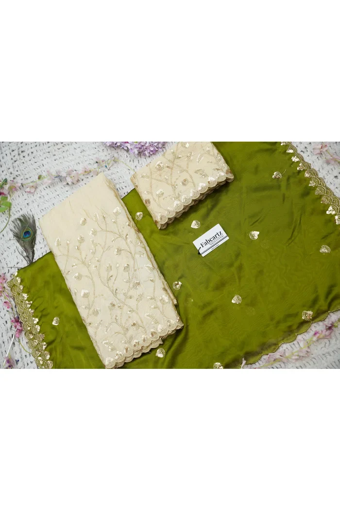 Beautiful South Indian Style Half Saree with Embroidery Blouse and Dupatta for Women | Zeel - Image 73