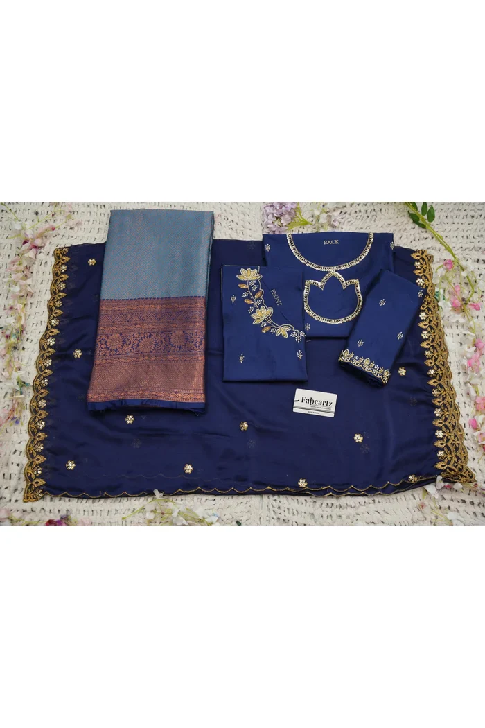 Beautiful South Indian Style Half Saree with Hand Work & Beads Work Blouse and Dupatta for Women | Meghnath - Image 49