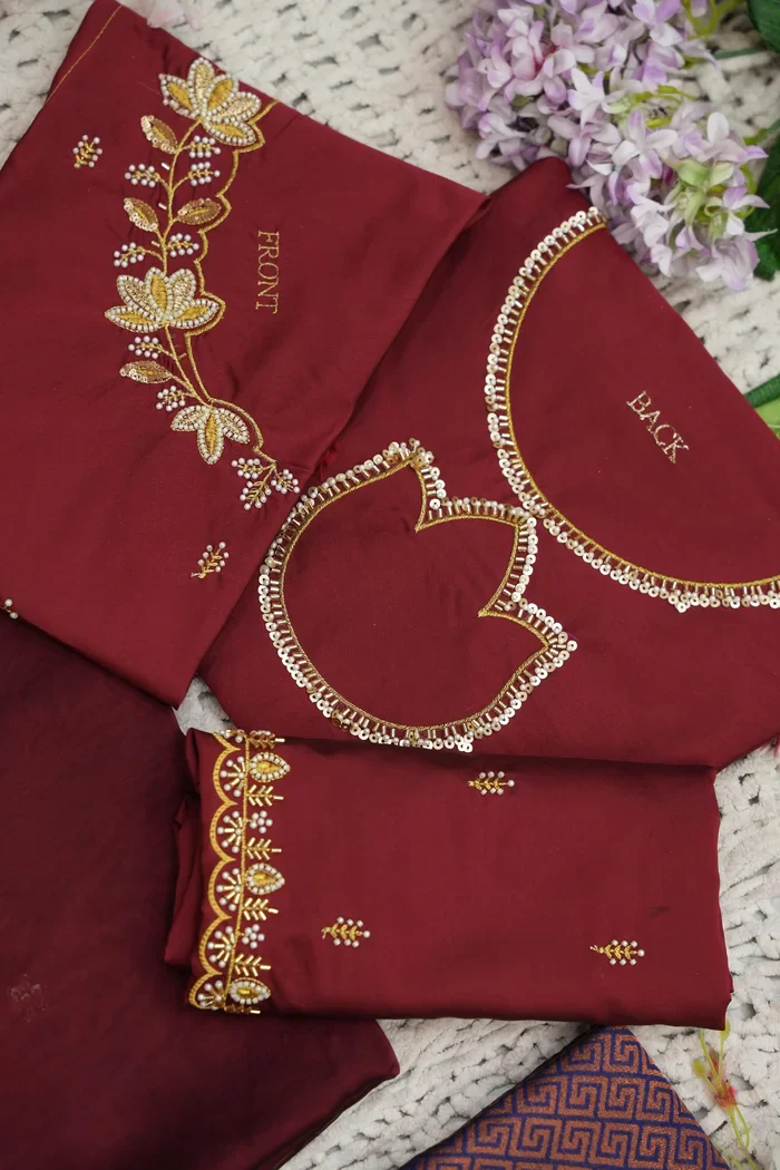Beautiful South Indian Style Half Saree with Hand Work & Beads Work Blouse and Dupatta for Women | Meghnath - Image 54