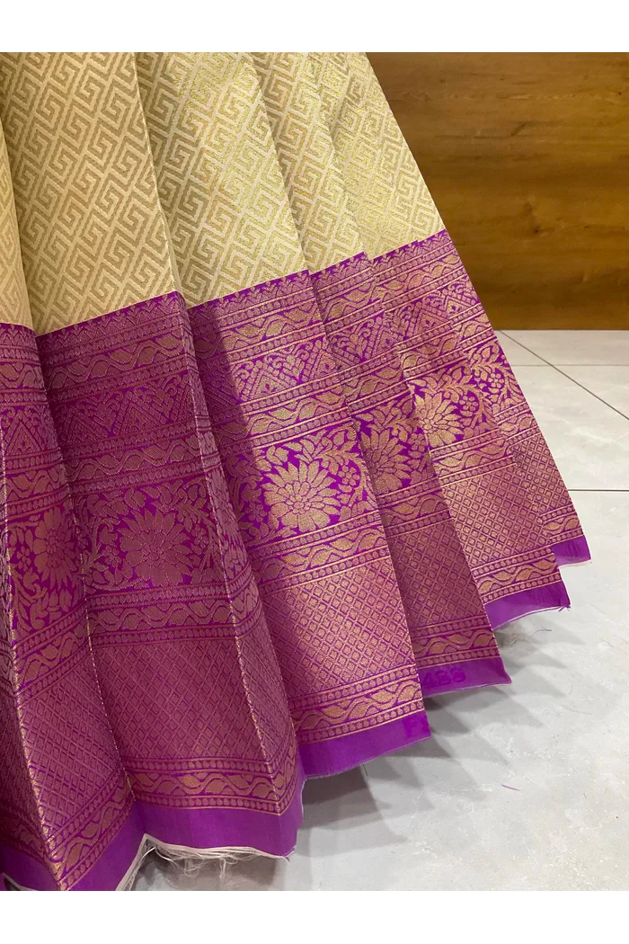 Beautiful South Indian Style Half Saree with Hand Work & Beads Work Blouse and Dupatta for Women | Meghnath - Image 6
