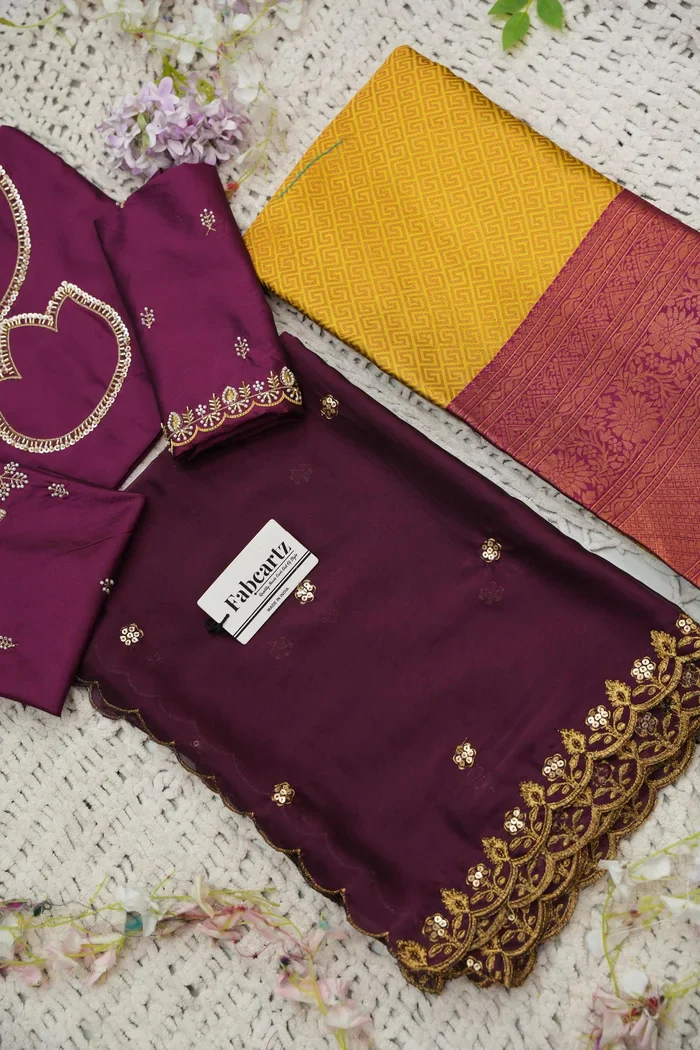 Beautiful South Indian Style Half Saree with Hand Work & Beads Work Blouse and Dupatta for Women | Meghnath - Image 72