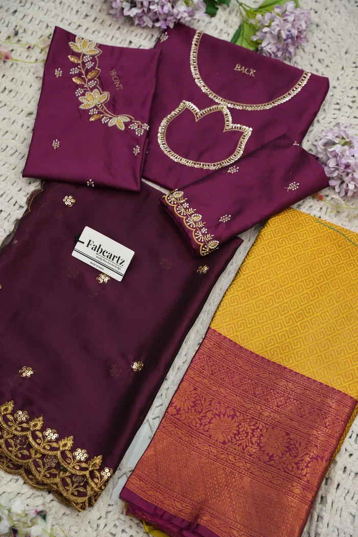 Beautiful South Indian Style Half Saree with Hand Work & Beads Work Blouse and Dupatta for Women | Meghnath - Image 73