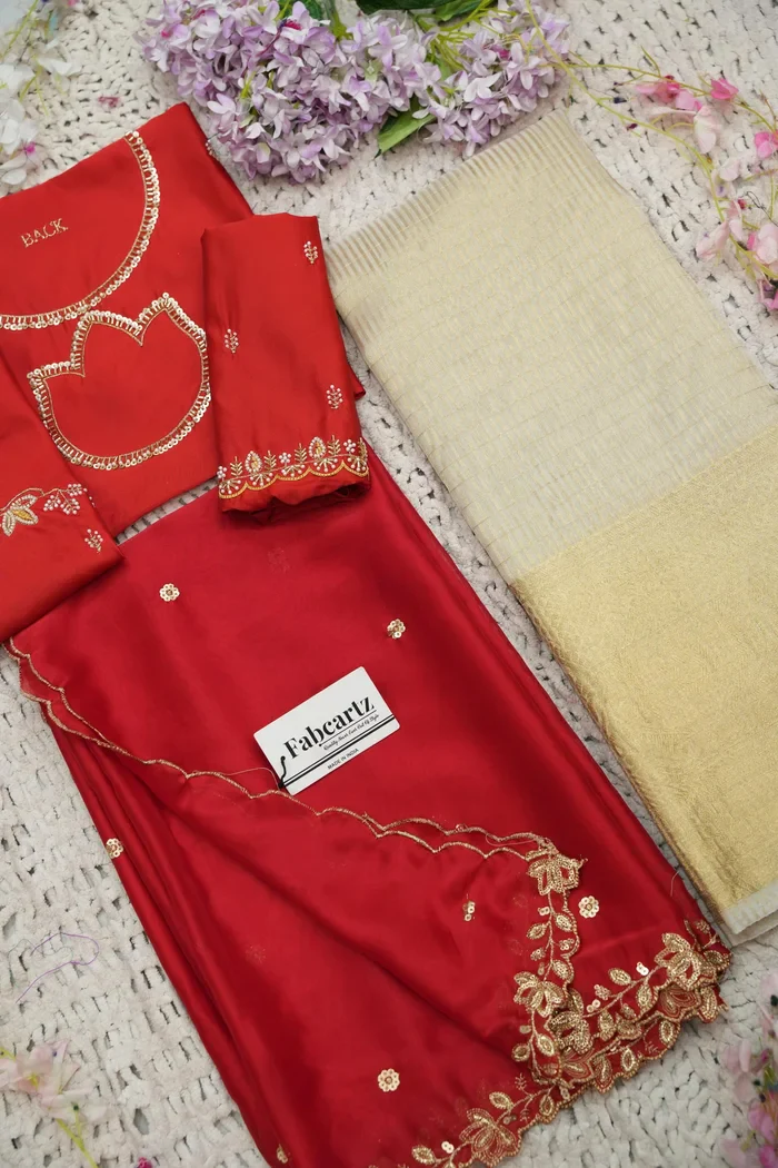 Beautiful South Indian Style Half Saree with Hand Work Blouse and Dupatta for Women | BiliPatra - Image 151