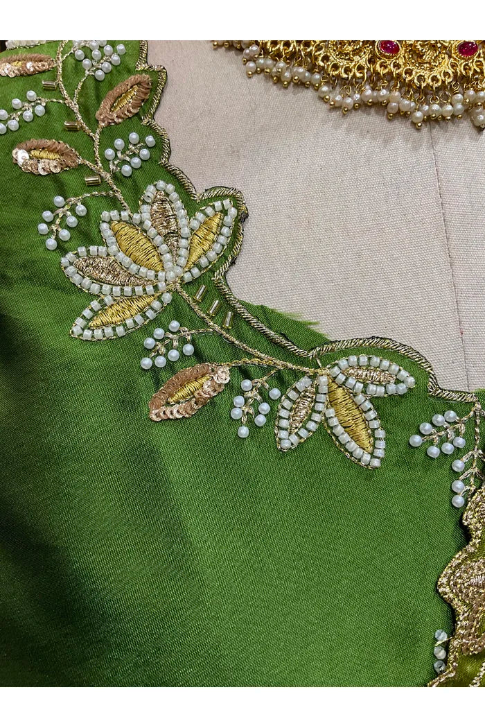 Beautiful South Indian Style Half Saree with Hand Work Blouse and Dupatta for Women | BiliPatra - Image 35