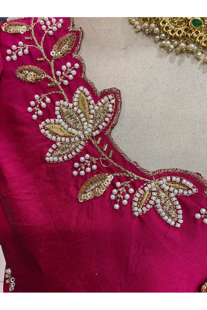 Beautiful South Indian Style Half Saree with Hand Work Blouse and Dupatta for Women | BiliPatra - Image 44