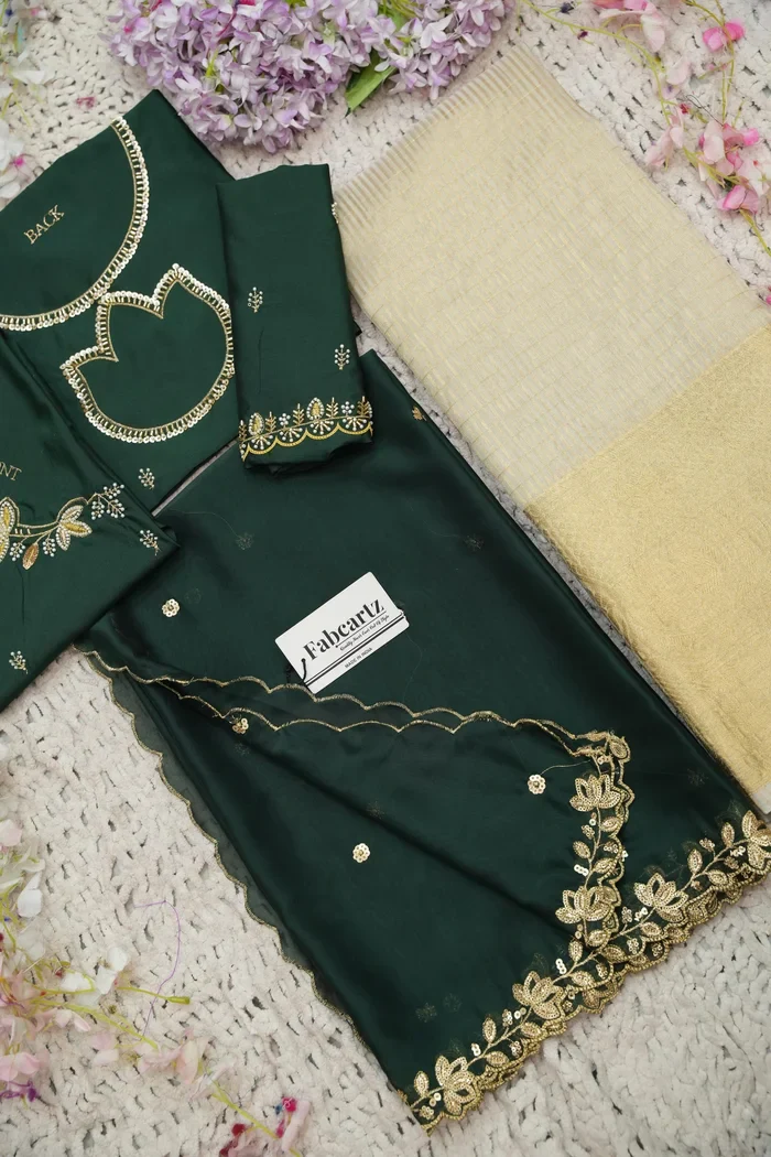 Beautiful South Indian Style Half Saree with Hand Work Blouse and Dupatta for Women | BiliPatra - Image 67