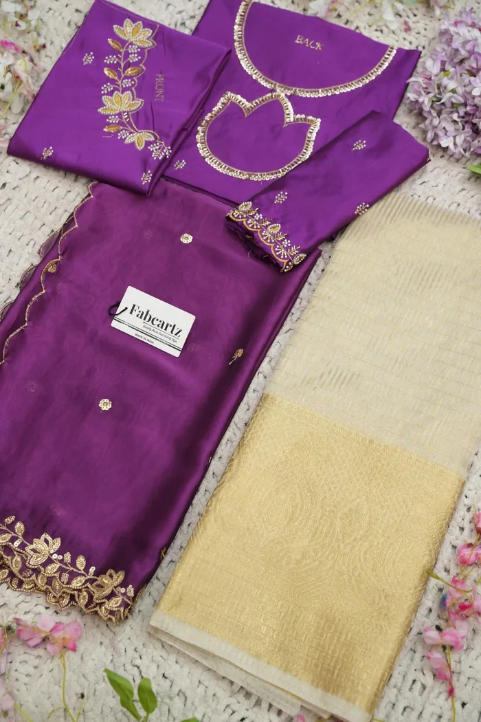 Beautiful South Indian Style Half Saree with Hand Work Blouse and Dupatta for Women | BiliPatra - Image 80