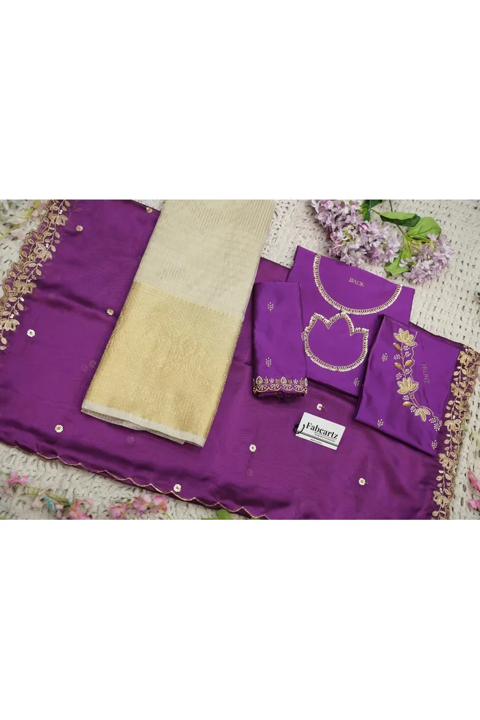 Beautiful South Indian Style Half Saree with Hand Work Blouse and Dupatta for Women | BiliPatra - Image 85