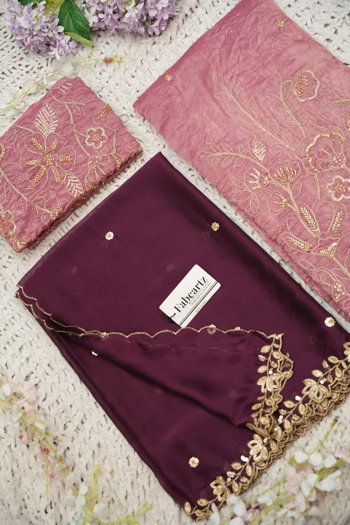 Beautiful South Indian Style Gold Crush Half Saree with Embroidery Blouse and Dupatta for Women | SitaRamam - Image 73