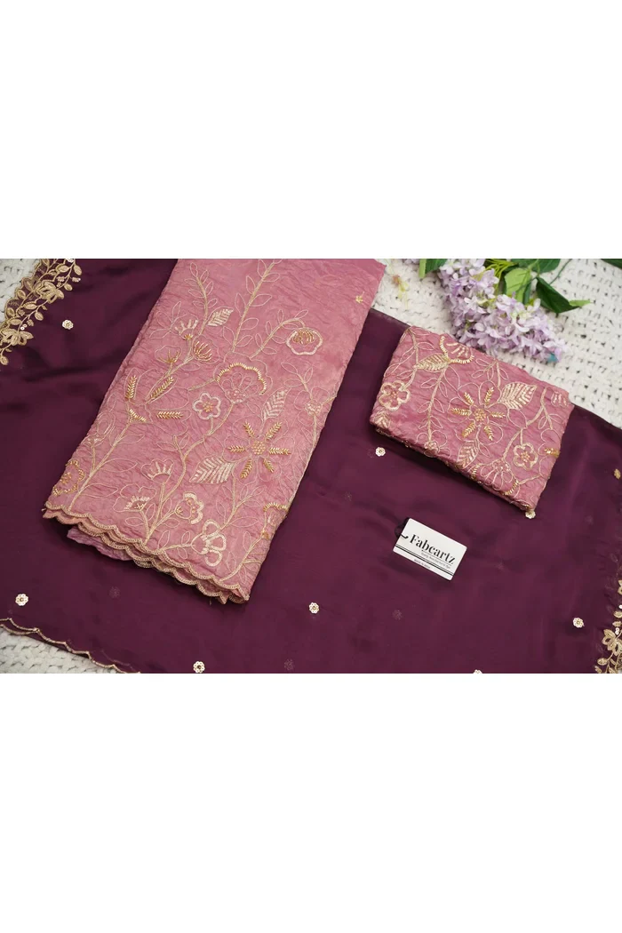 Beautiful South Indian Style Gold Crush Half Saree with Embroidery Blouse and Dupatta for Women | SitaRamam - Image 76