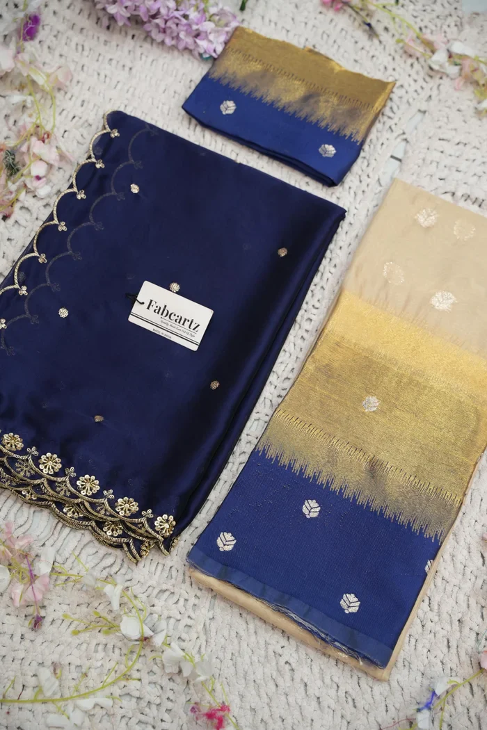 Beautiful South Indian Style Unstitch Half Saree with Blouse and Hand Work Rangoli Dupatta for Women | Dharani - Image 106