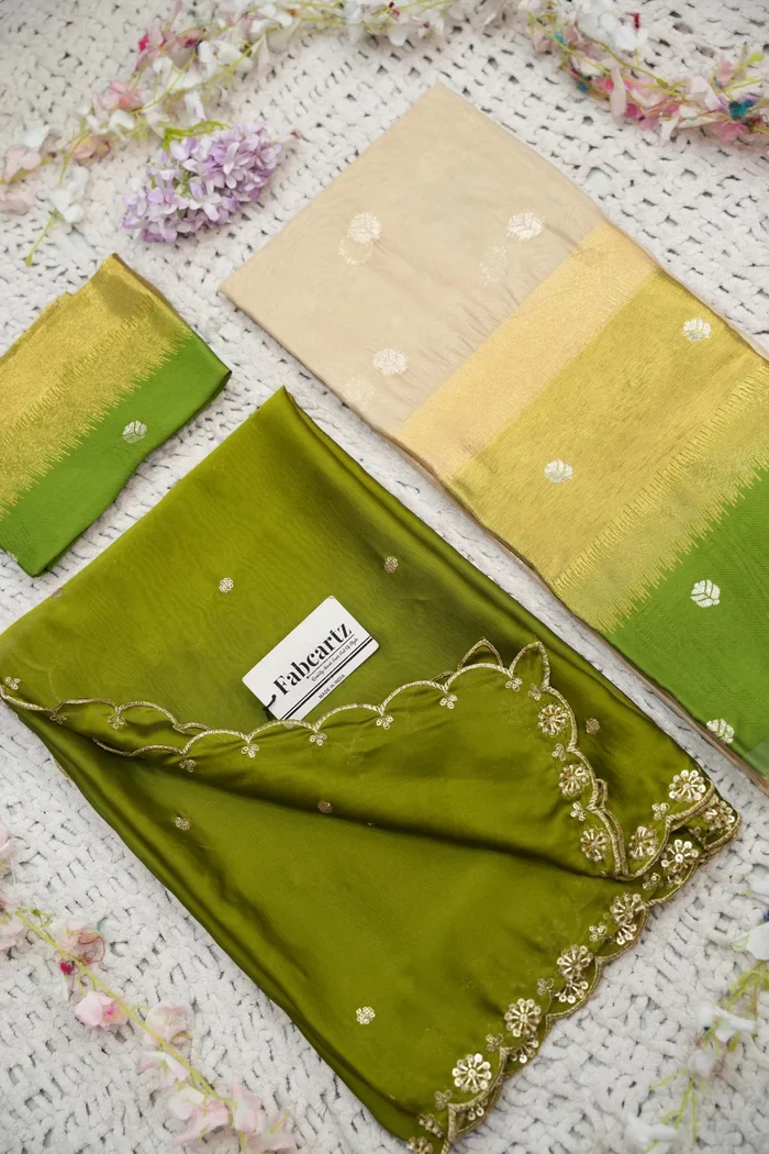 Beautiful South Indian Style Unstitch Half Saree with Blouse and Hand Work Rangoli Dupatta for Women | Dharani - Image 113