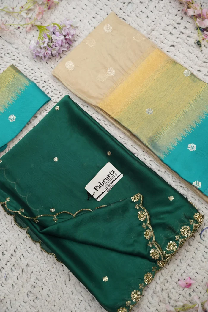 Beautiful South Indian Style Unstitch Half Saree with Blouse and Hand Work Rangoli Dupatta for Women | Dharani - Image 121
