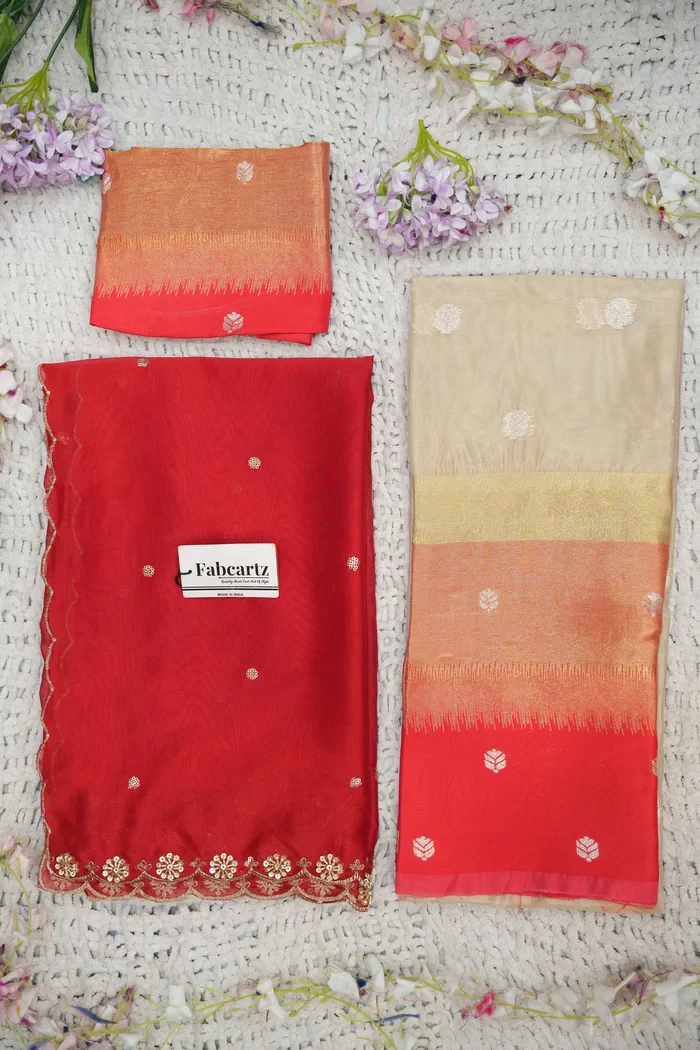 Beautiful South Indian Style Unstitch Half Saree with Blouse and Hand Work Rangoli Dupatta for Women | Dharani - Image 145