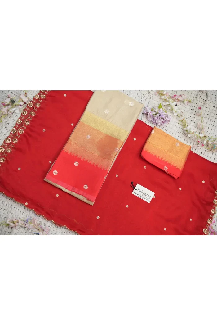 Beautiful South Indian Style Unstitch Half Saree with Blouse and Hand Work Rangoli Dupatta for Women | Dharani - Image 148