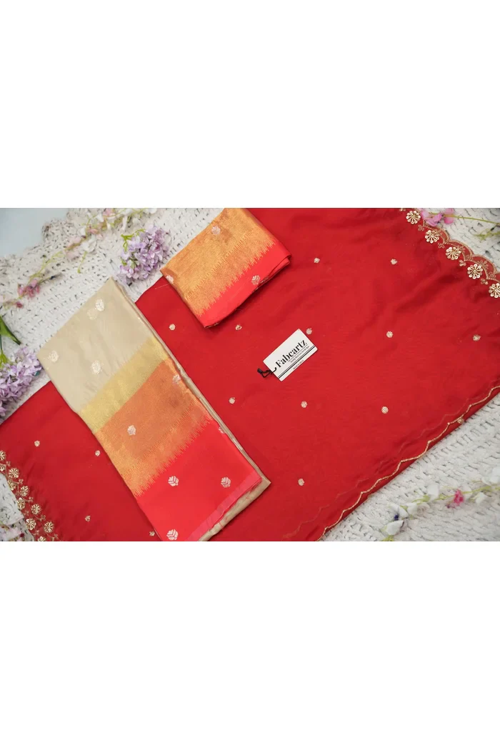 Beautiful South Indian Style Unstitch Half Saree with Blouse and Hand Work Rangoli Dupatta for Women | Dharani - Image 149
