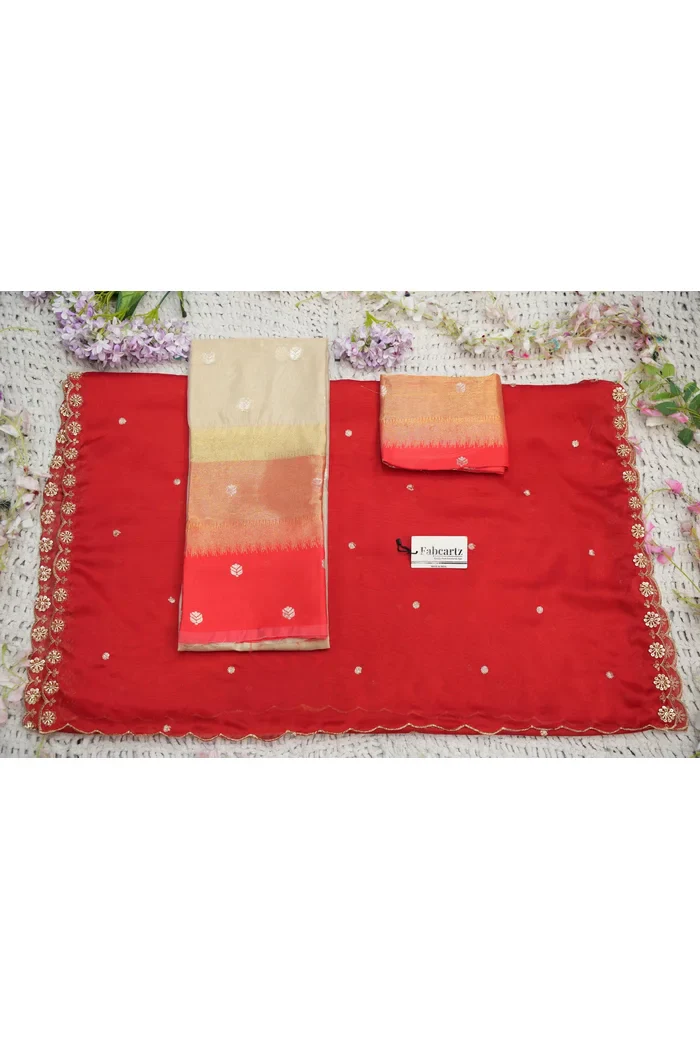 Beautiful South Indian Style Unstitch Half Saree with Blouse and Hand Work Rangoli Dupatta for Women | Dharani - Image 150