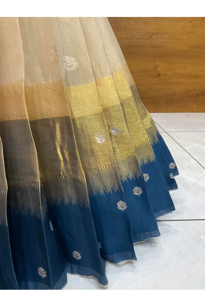 Beautiful South Indian Style Unstitch Half Saree with Blouse and Hand Work Rangoli Dupatta for Women | Dharani - Image 25