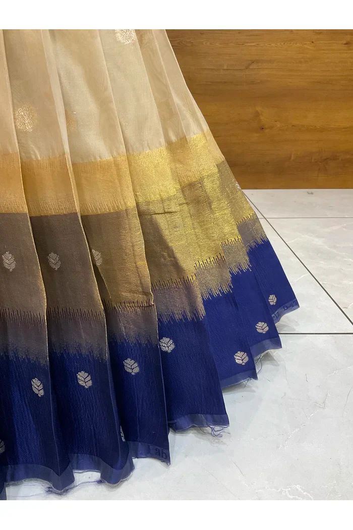 Beautiful South Indian Style Unstitch Half Saree with Blouse and Hand Work Rangoli Dupatta for Women | Dharani - Image 31