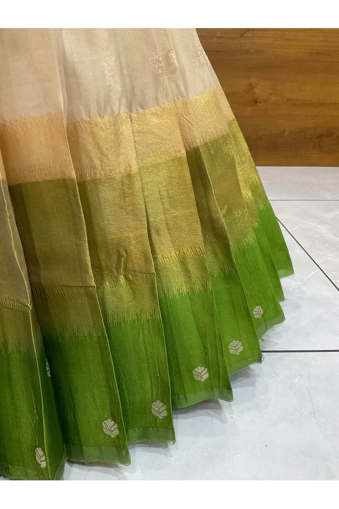 Beautiful South Indian Style Unstitch Half Saree with Blouse and Hand Work Rangoli Dupatta for Women | Dharani - Image 41