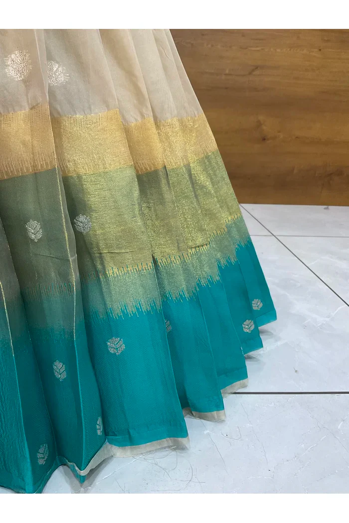 Beautiful South Indian Style Unstitch Half Saree with Blouse and Hand Work Rangoli Dupatta for Women | Dharani - Image 47