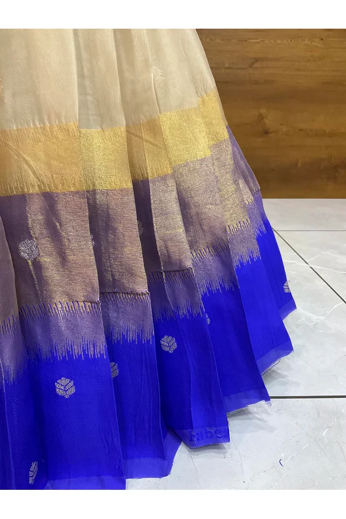 Beautiful South Indian Style Unstitch Half Saree with Blouse and Hand Work Rangoli Dupatta for Women | Dharani - Image 61