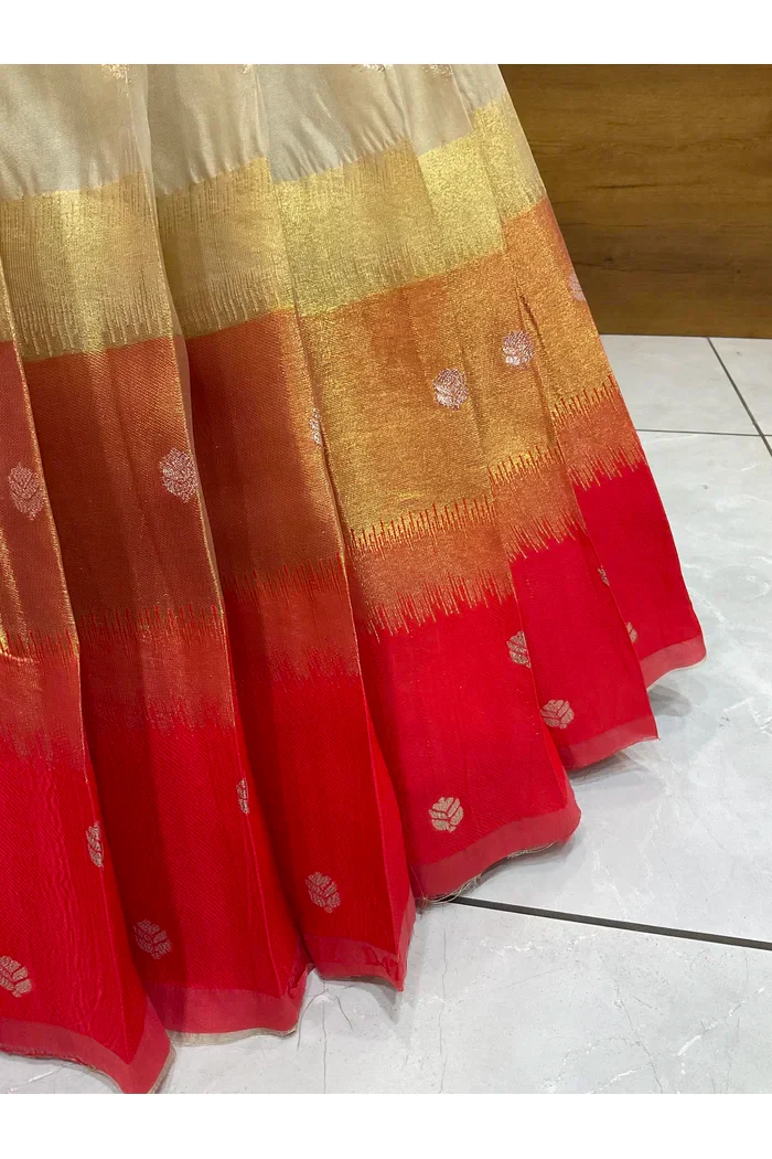 Beautiful South Indian Style Unstitch Half Saree with Blouse and Hand Work Rangoli Dupatta for Women | Dharani - Image 68