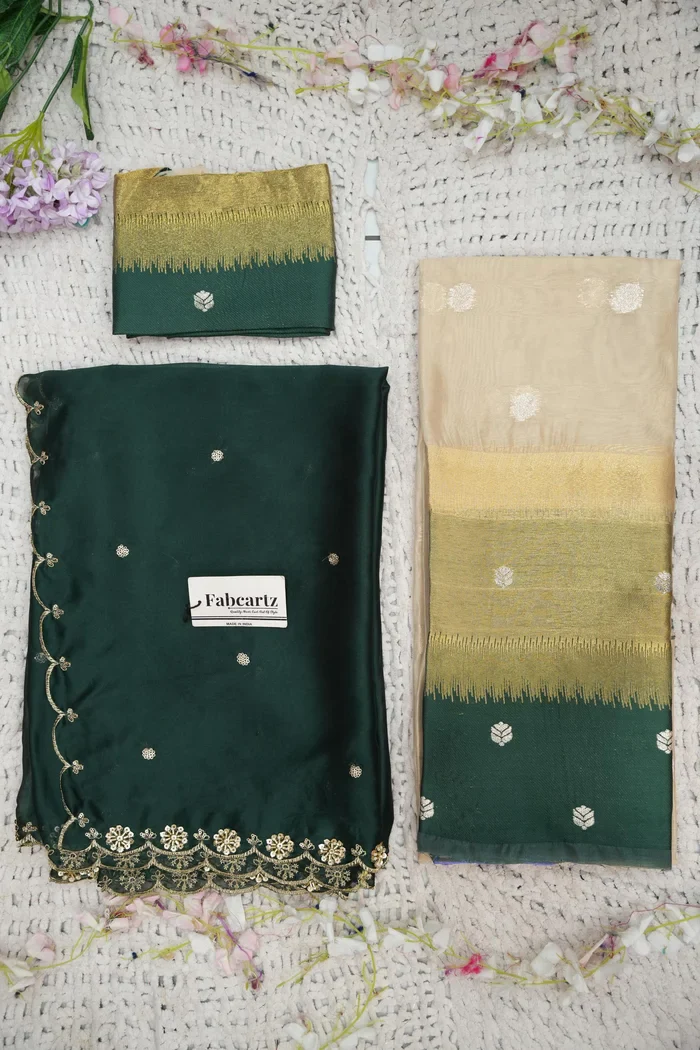 Beautiful South Indian Style Unstitch Half Saree with Blouse and Hand Work Rangoli Dupatta for Women | Dharani - Image 70
