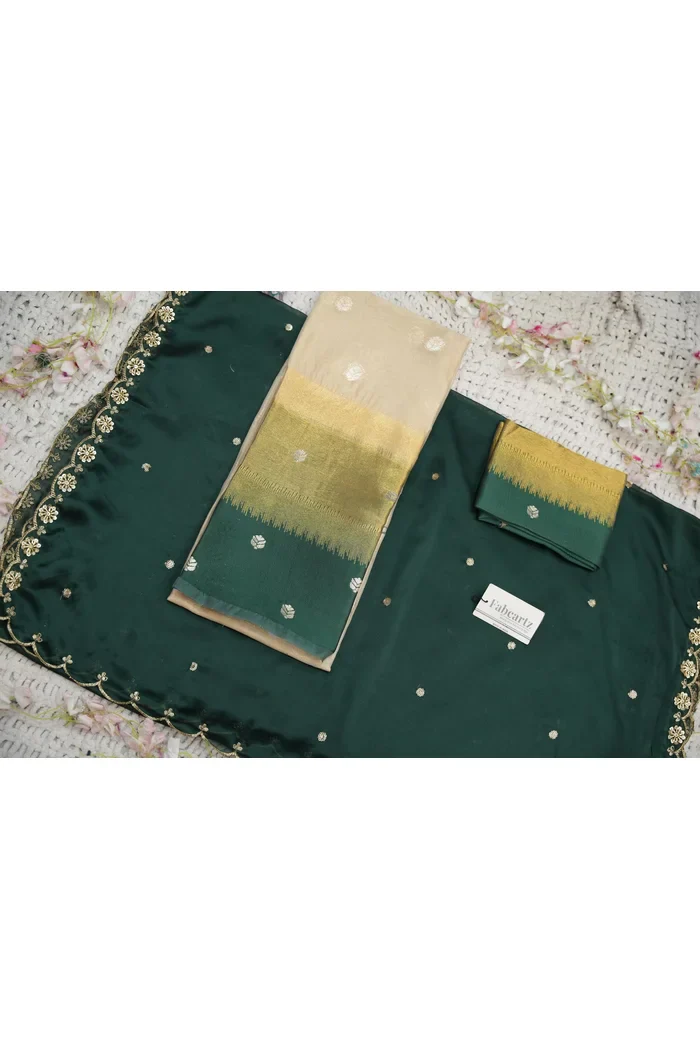 Beautiful South Indian Style Unstitch Half Saree with Blouse and Hand Work Rangoli Dupatta for Women | Dharani - Image 73